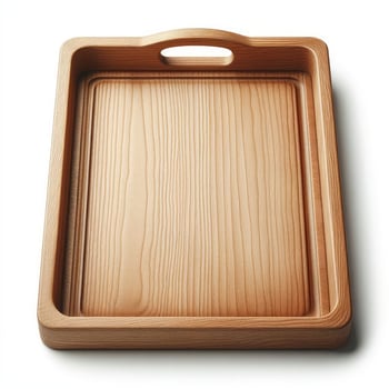 AI generated wooden tray isolated on a white background photo