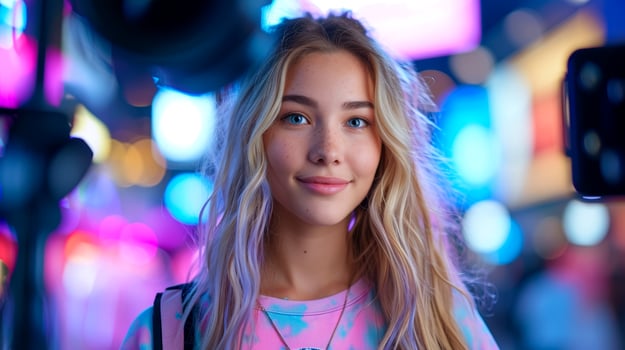 AI generated Close-up, portrait happy beautiful young woman, healthy lifestyle concept, Generative AI photo