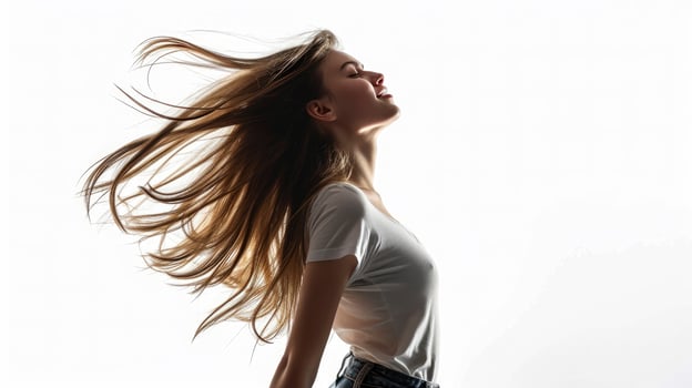 AI generated a young beautiful model posing isolated on white background, photo