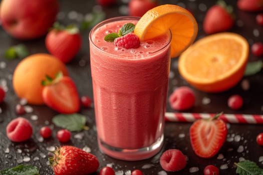 AI generated Vibrant Smoothie Energized by Colorful Fruits photo