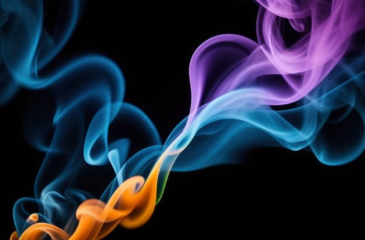 AI generated colorful smoke against black background close up photo