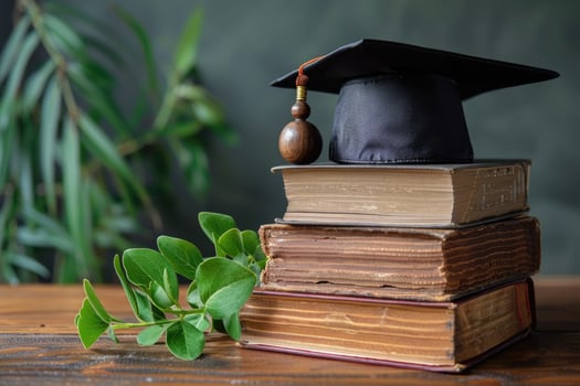AI generated Success Through Education Concept . books and graduate cap. ai generated photo