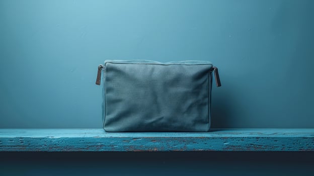 AI generated A minimalist shot of an unbranded makeup bag with simple and clean lines photo