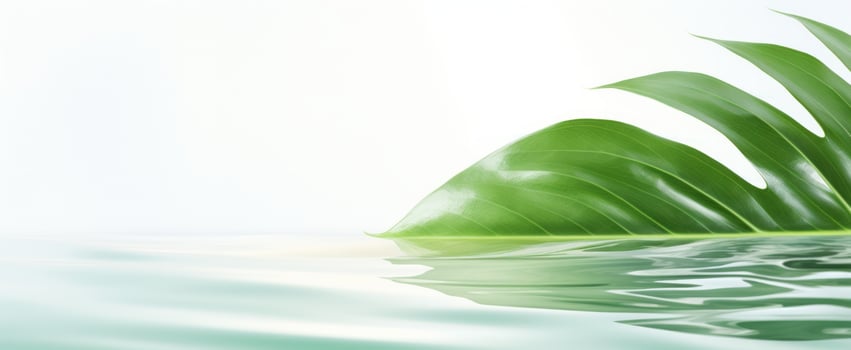 AI generated a tropical leaf looks out to the water photo