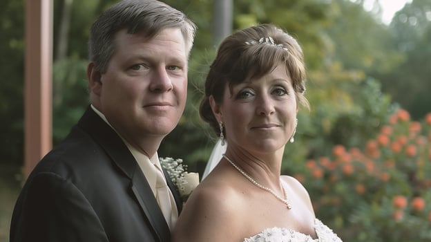 AI generated Beautiful bride and groom on their wedding day photo