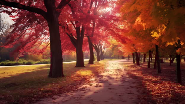 AI generated Autumn landscape with lake and trees in the park. Beautiful nature scene photo