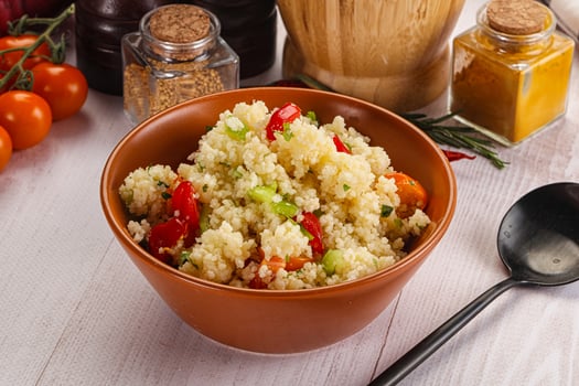 Vegan cuisine couscous with vegetables photo