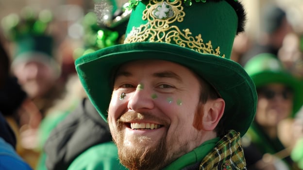 AI generated Examine the traditions associated with St. Patrick's Day. Wearing green hat and dress photo
