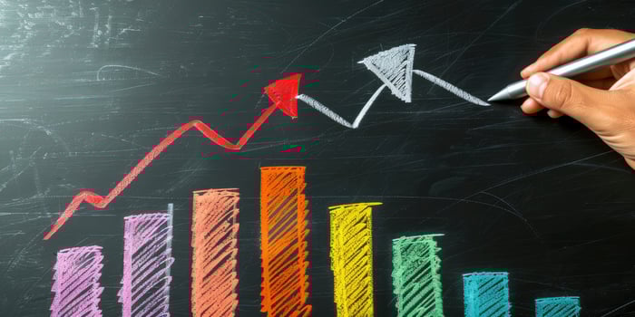 AI generated The concept of growth, development, and improvement illustrated through a graph depicting increasing profits and success over time. photo