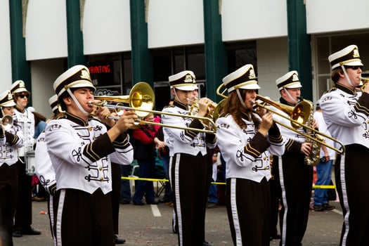 Marysville, CA, 2011 - Teen Boys And Girls Playing Brass Instruments Small Town Parade photo