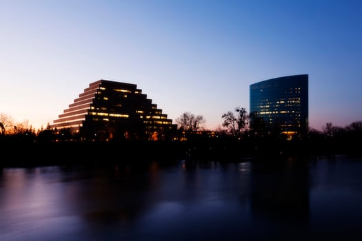 Sacramento, CA, 2015 - Buildings Along Shore Of River At Twilight photo