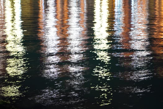 Reflections of lights on the water photo