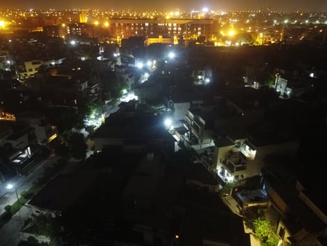 Beautiful night view of city with drone in Lahore, Pakistan on November 16, 2023 photo