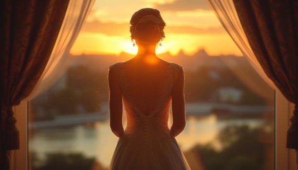 AI generated Beautiful Bride in Hotel Surroundings photo