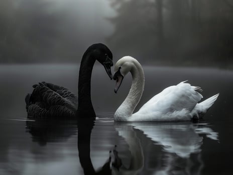 AI generated Black and white swans photo