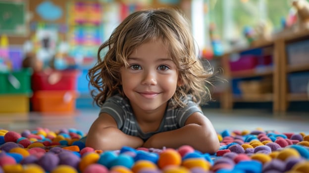 AI generated Little Girl Laying on Store Floor photo