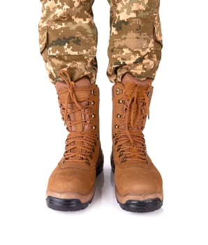 army boots on white photo