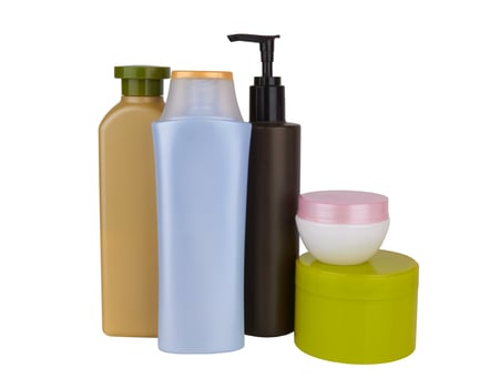 cosmetic products on white photo