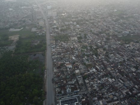Top view. Areal view of city Lahore on 2023-07-17 photo