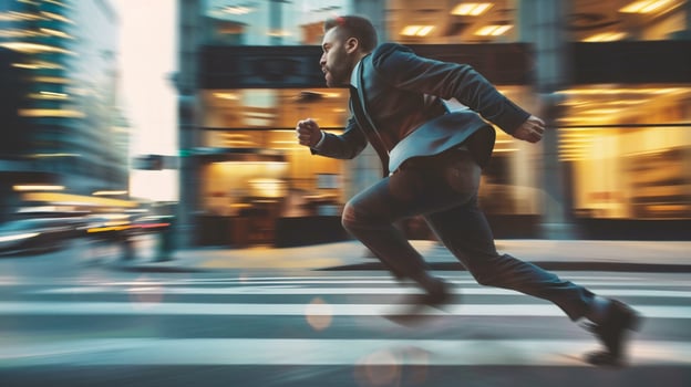 AI generated Running businessman in motion blur photo