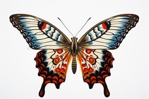 AI generated Beautiful, stylized Zerynthia rumina butterfly on a white background, AI generated photo