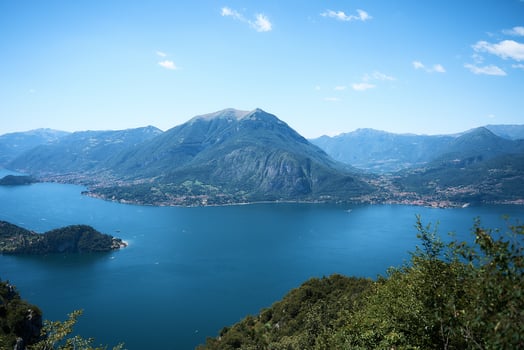 a breathtaking view of life on Lake Como on a summer day from above photo