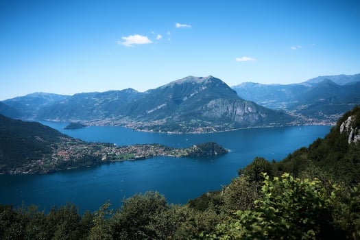 a breathtaking view of life on Lake Como on a summer day from above photo