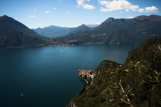 a breathtaking view of life on Lake Como on a summer day from above photo