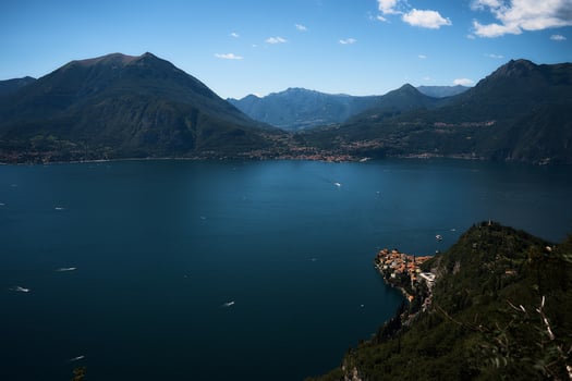 a breathtaking view of life on Lake Como on a summer day from above photo