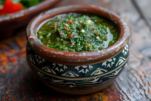 AI generated Small Bowl Chimichurri Sauce Elegance photo