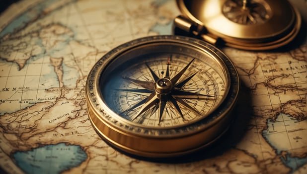 AI generated Antique vintage compass, world map photo