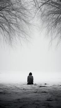 AI generated alone in the winter. photo