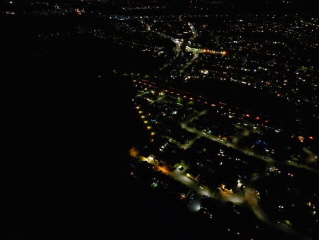 Aerial View of Illuminated Watford City of England UK at Night. March 3rd, 2024 photo