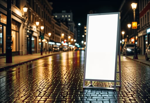 AI generated Billboard mockups Urban advertising City marketing design Vertical poster display Sidewalk promotion concept photo