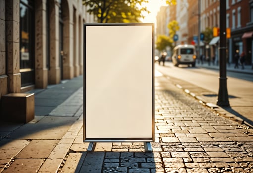 AI generated Billboard mockups Urban advertising City marketing design Vertical poster display Sidewalk promotion concept photo