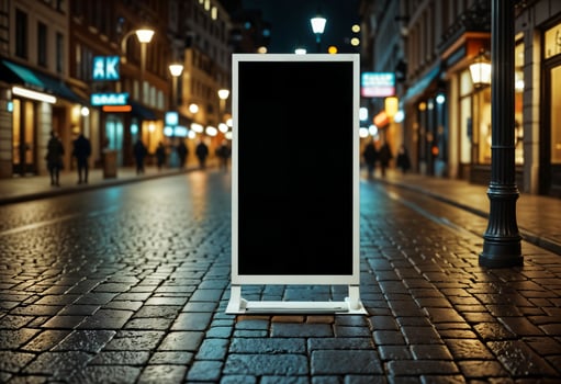 AI generated Billboard mockups Urban advertising City marketing design Vertical poster display Sidewalk promotion concept photo