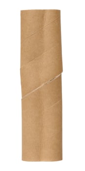 Brown paper towel tube on white isolated background photo