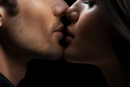 AI generated a man and woman kissing on the lips photo