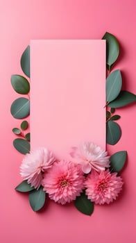 AI Generated sheet of paper, frame, around flowers, minimalism, instagram photo