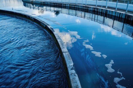 AI generated water treatment plant, Treatment facilities. Recycling. Waste processing water treatment plant photo