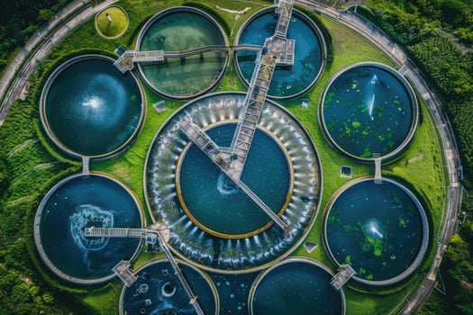 AI generated water treatment plant, Treatment facilities. Recycling. Waste processing water treatment plant photo