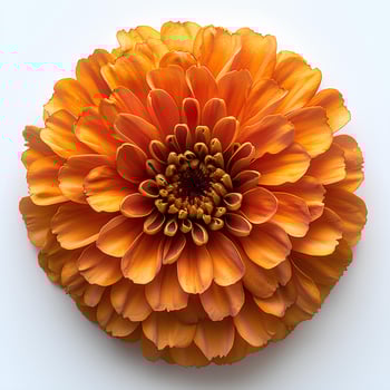AI generated Marigold flower isolated on white shadow with background. Marigold flower top view. Orange marigold flower flat lay. Orange flower isolated photo