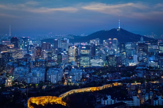 Seoul skyline in the night, South Korea. photo