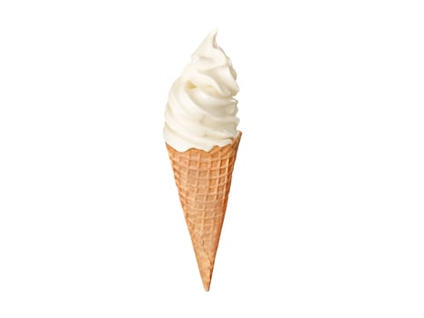 Soft ice cream in a waffle cup Isolated on a white background photo