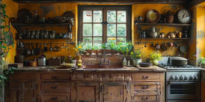 AI Generated Classic Pasta on kitchen background. Diet and food concept. photo