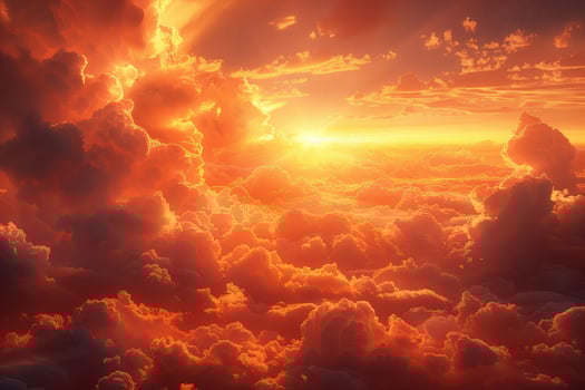 AI generated aerial view of beautiful sunrise above the clouds photo