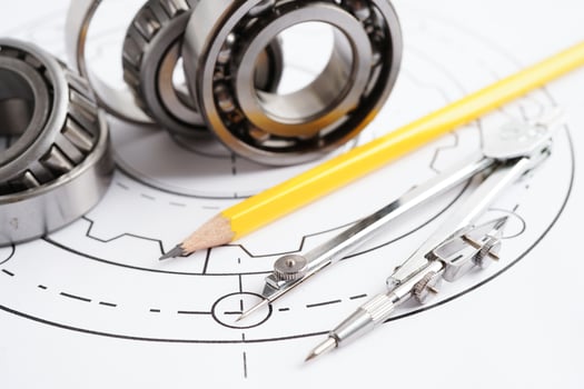 Engineering and precision tools with metal ball bering, mechanical industrial. photo