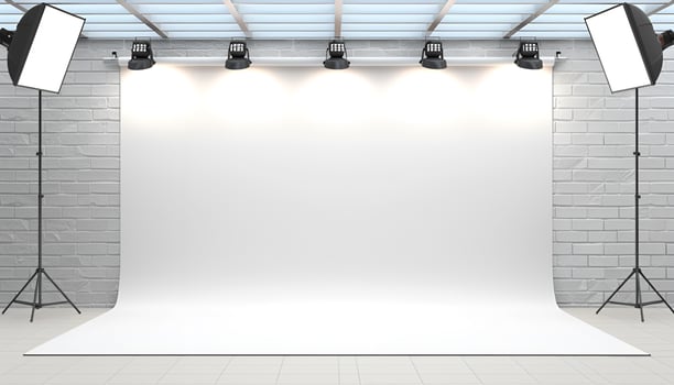 AI generated Photography studio with white backdrop photo