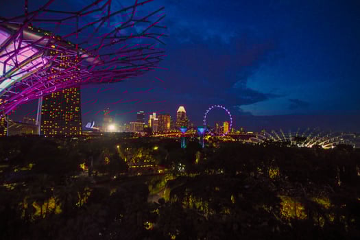 Lights in Gardens by the Bay in Singapore. photo