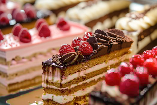 AI generated Assortment of pieces of cake. photo